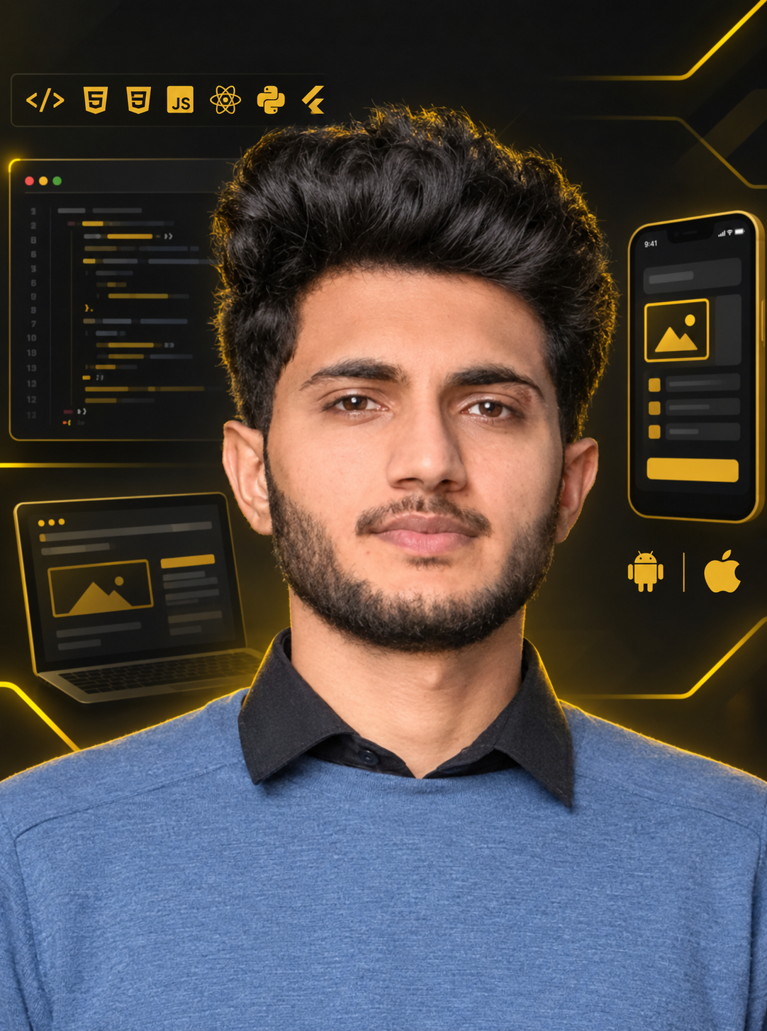 Muhammad Tayyab, web and app developer, working on a React and Flutter project