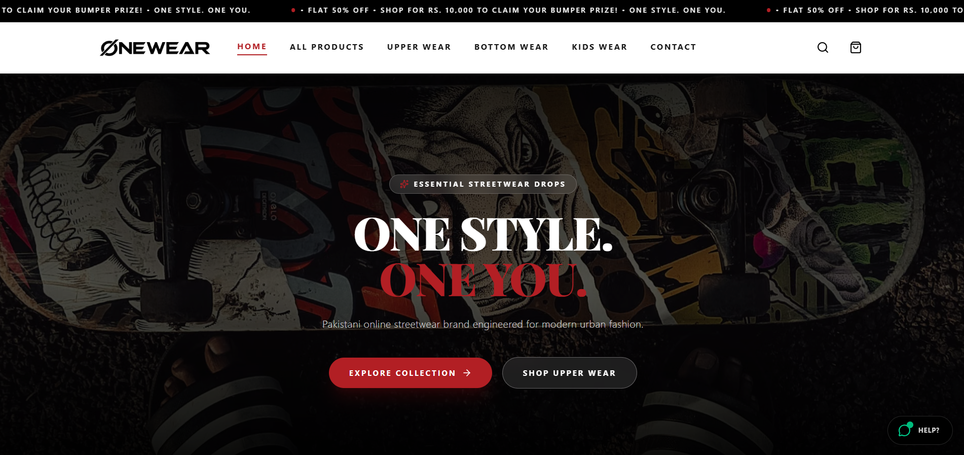 Onewear streetwear e-commerce store by Muhammad Tayyab