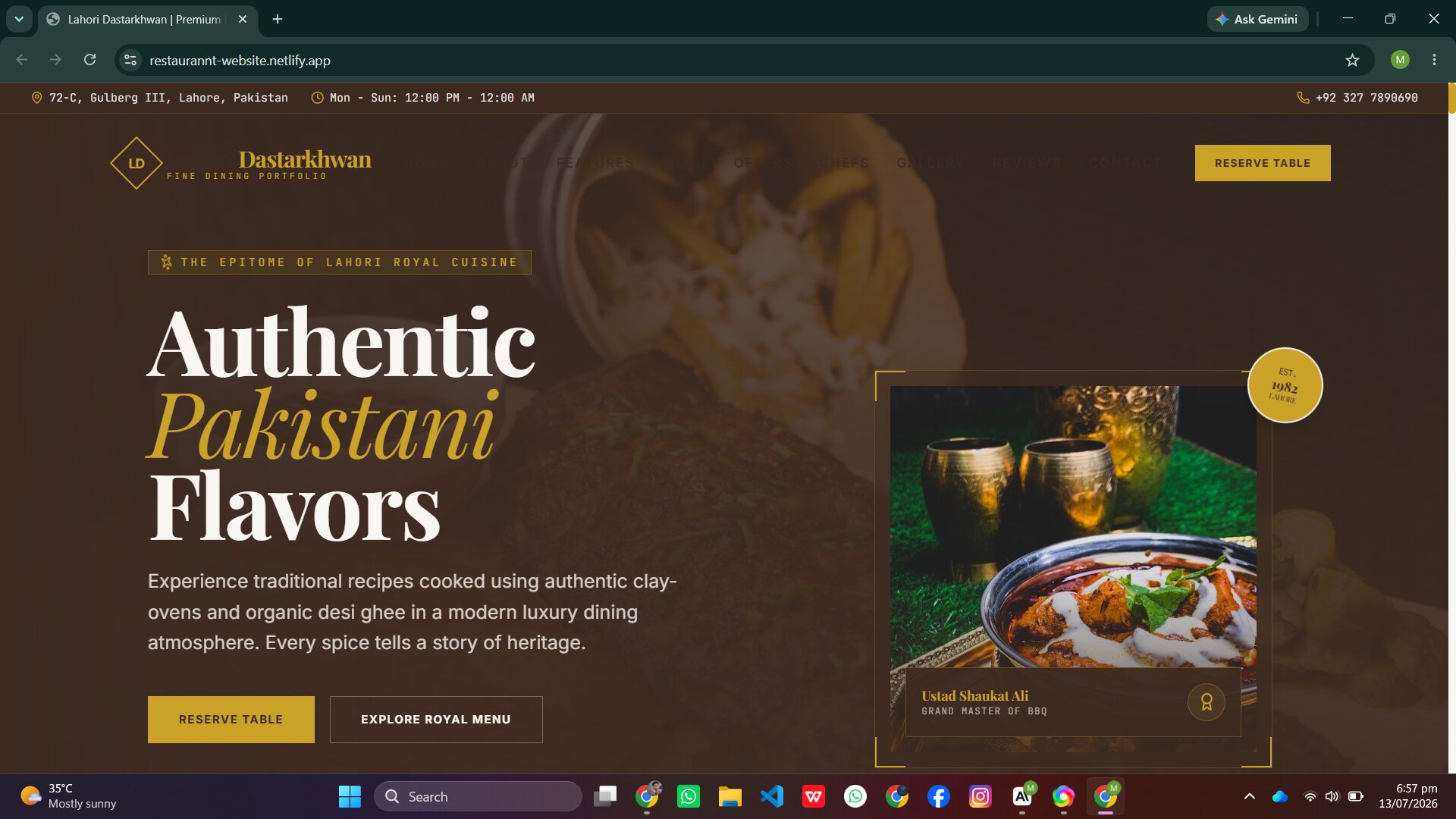 Restaurant website by Muhammad Tayyab