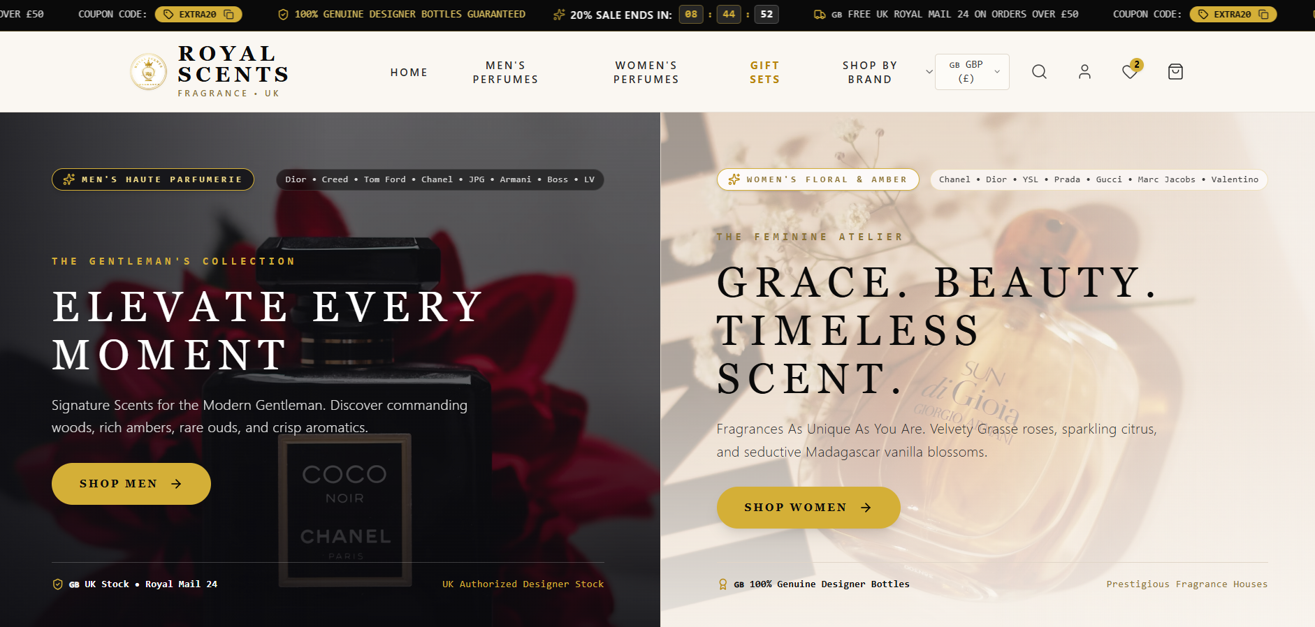 Royal Scents perfume e-commerce website by Muhammad Tayyab