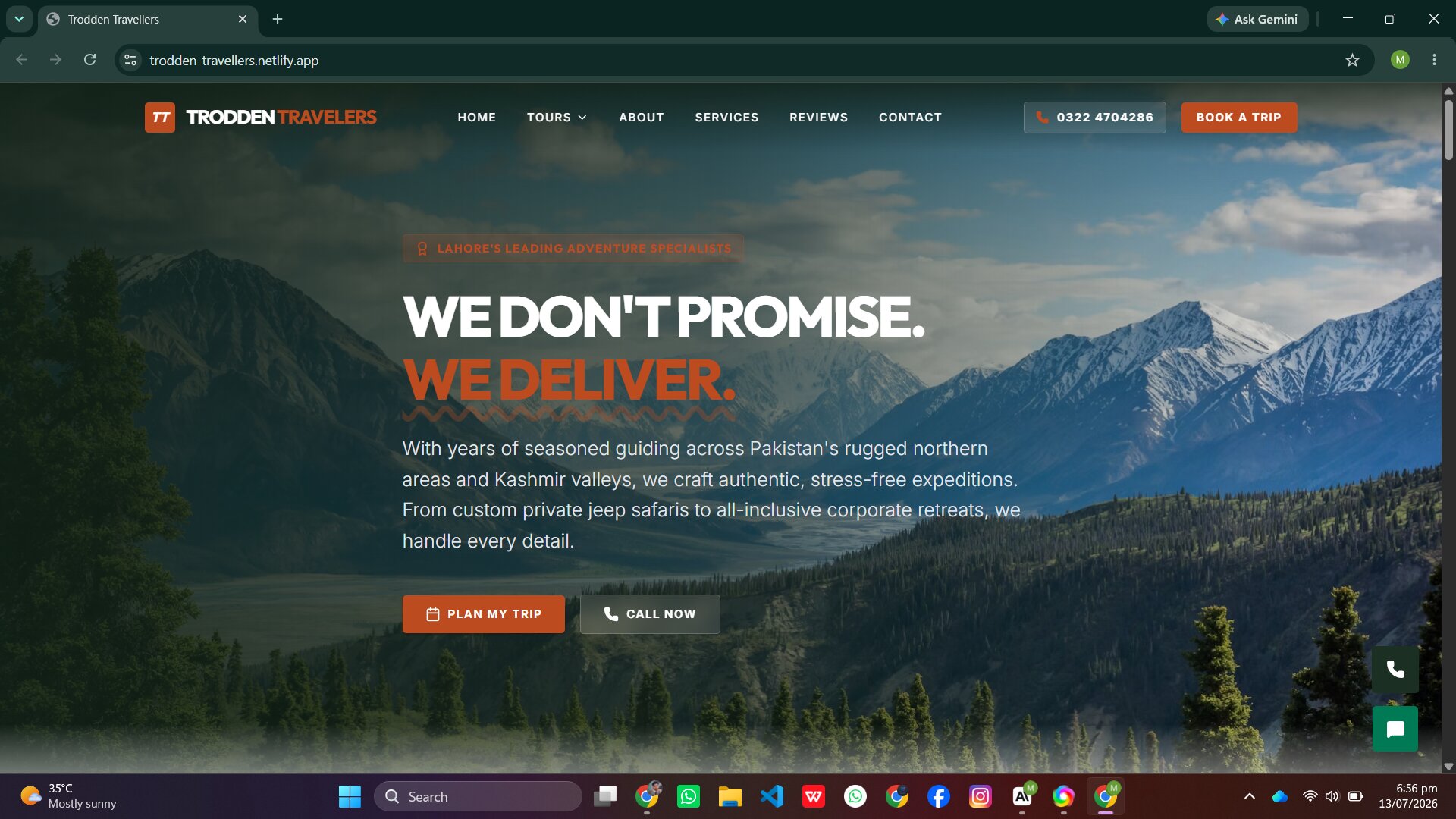 Trodden Travellers website by Muhammad Tayyab